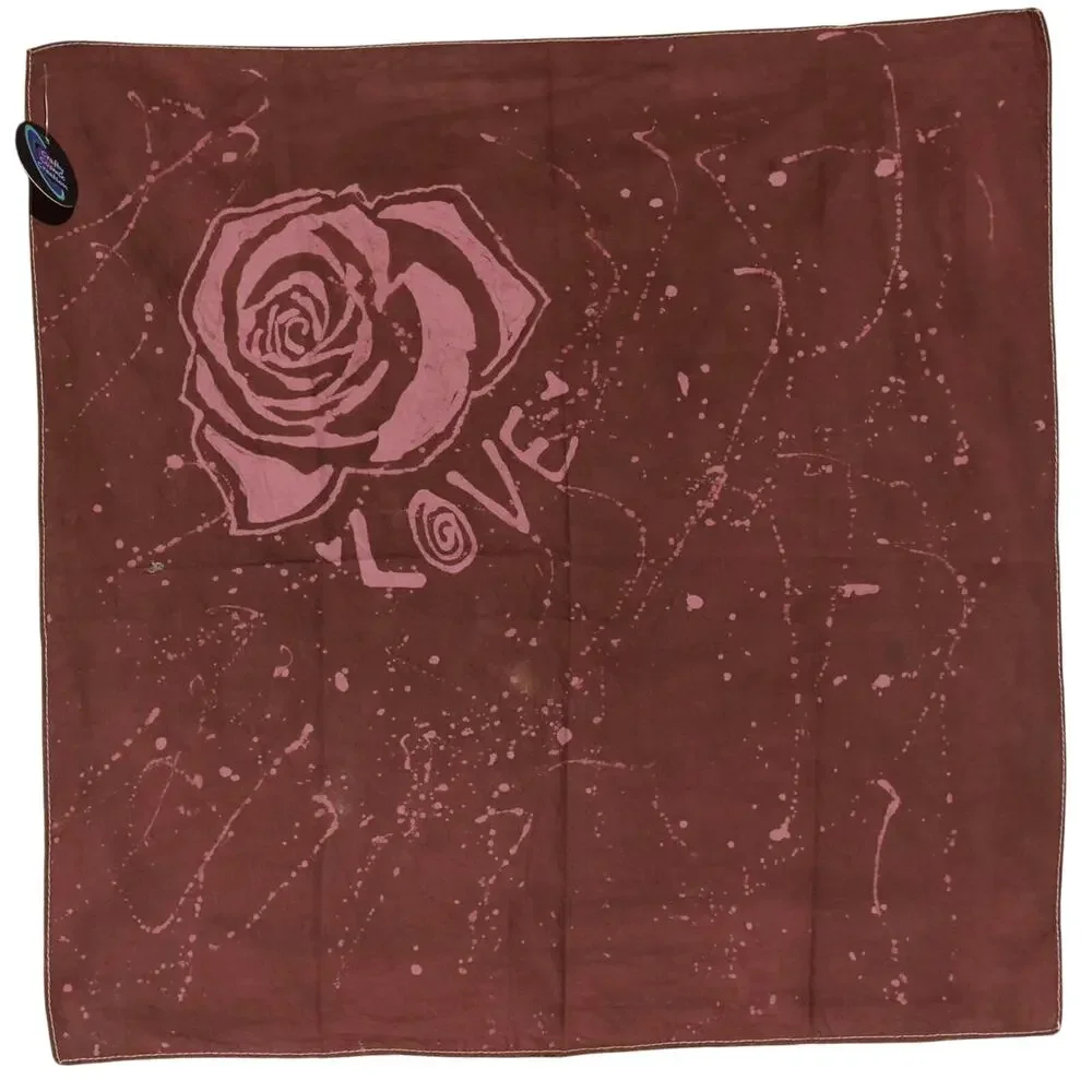 Rose and Love Batik Handkerchief Hippie Head Covering Bandana Girly Hippie New